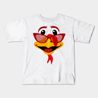 turkey face with glasses thanksgiving costume Kids T-Shirt